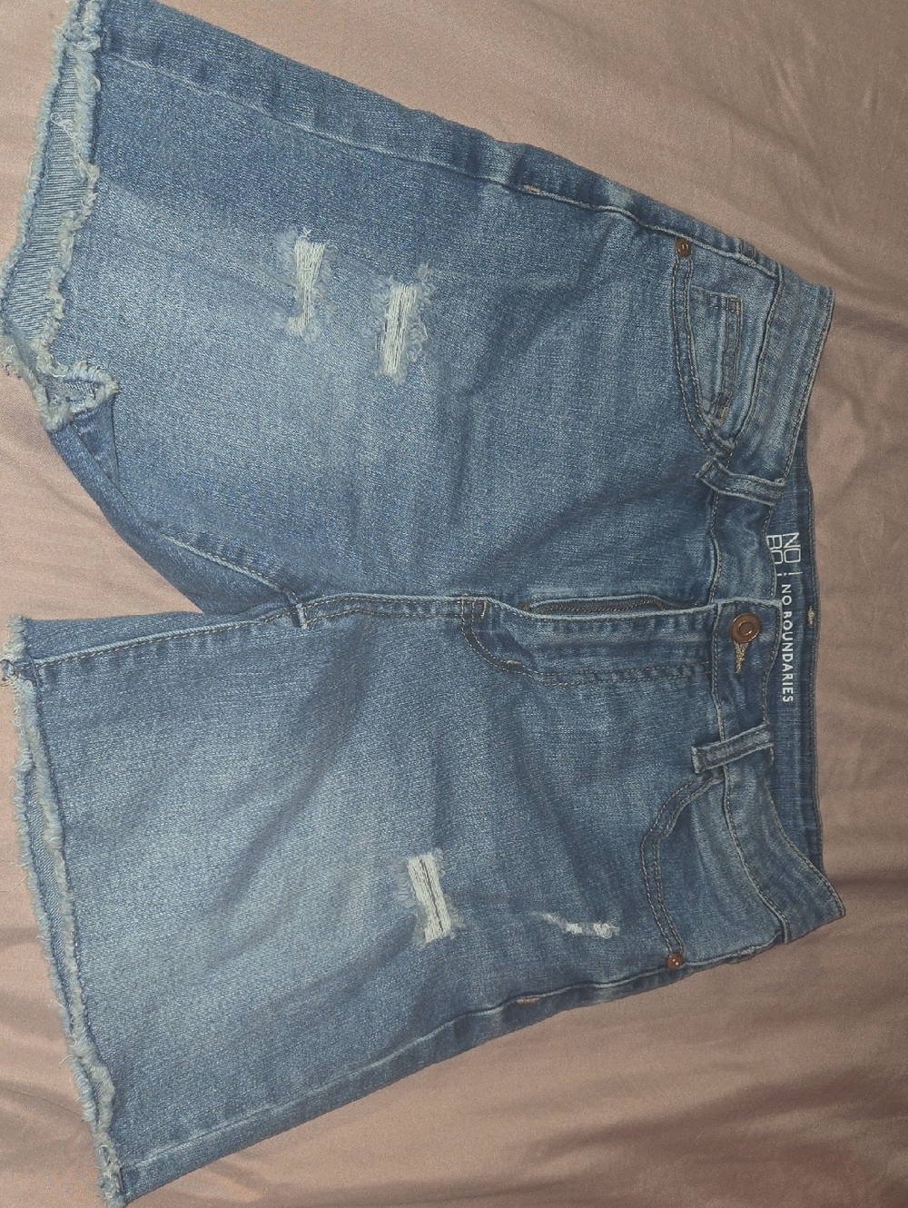 No Boundaries Medium Blue Distressed Denim Cutoff Shorts